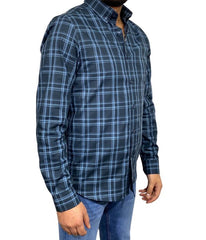 Chemise bleu avec carreaux bleu ciel