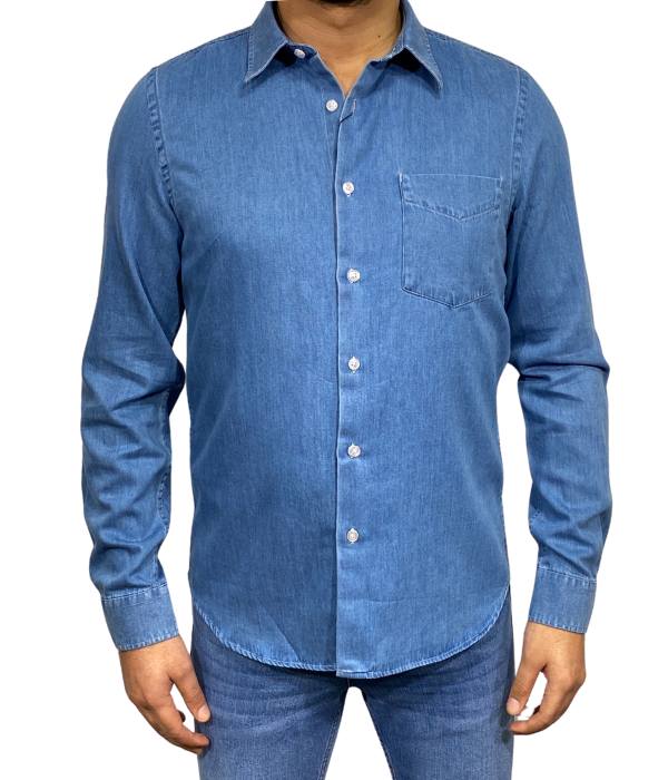 Chemise en jeans regular délavage clair