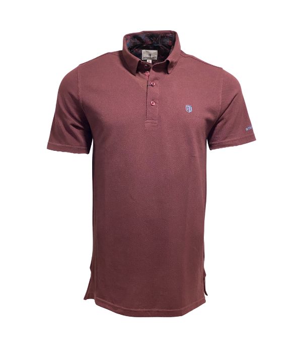 Polo Piqué En Coton Stretch bordeaux