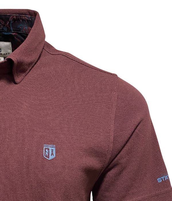 Polo Piqué En Coton Stretch bordeaux