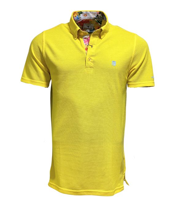 Polo Piqué En Coton Stretch jaune