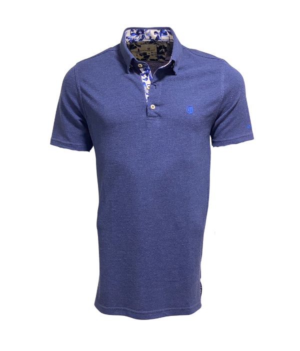 Polo Piqué En Coton Stretch Bleu Denim