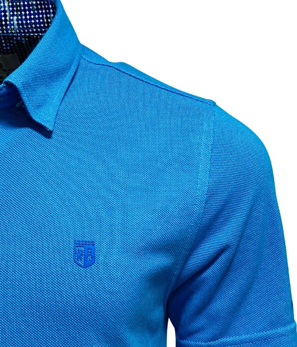 Polo Piqué En Coton Stretch bleu roi