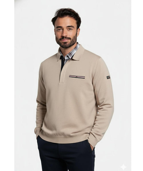Pull beige avec fermeture éclair made in Italy