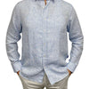Chemise Amalfi en lin bleu harbor classic fit