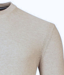 Pull  à col rond de couleur Beige Melange