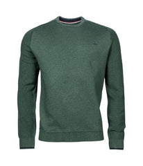 Pull col rond French Terry en couleur vert