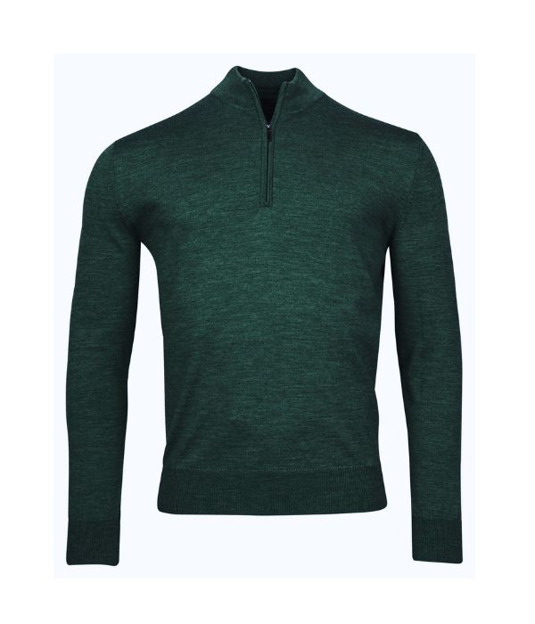 Pull demi éclair fine merino vert