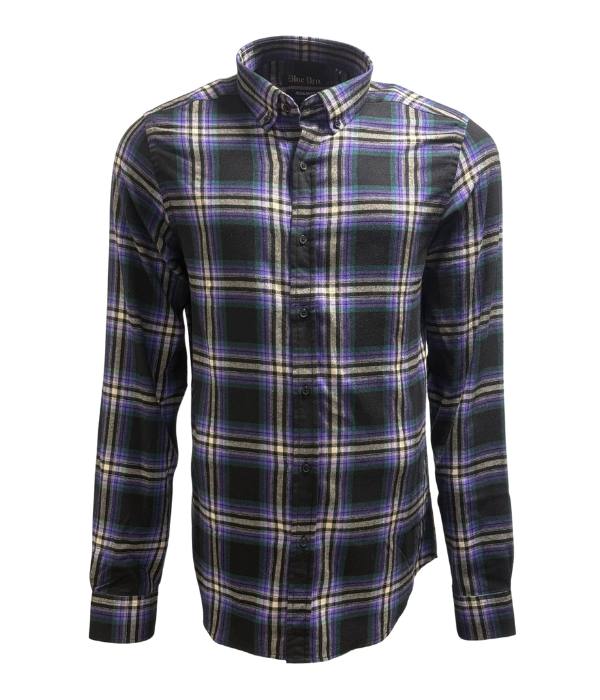 Chemise Flanelle Coton Noire Homme - Carreaux Multicolores - Confort Hiver