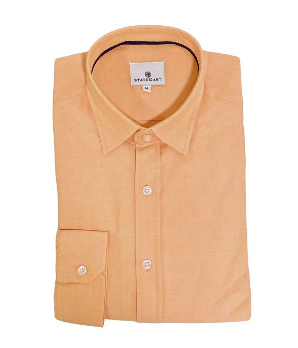 chemise oxford sans bouton orange