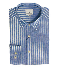 chemise bleu rayé col sans bouton