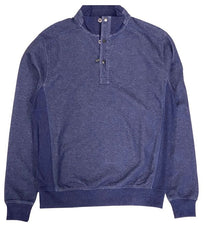 Pull avec fermeture demi éclair et bouton en bleu