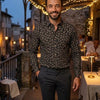 Chemise Homme 100% Coton à Motifs Floraux Abstraits Noir & Beige