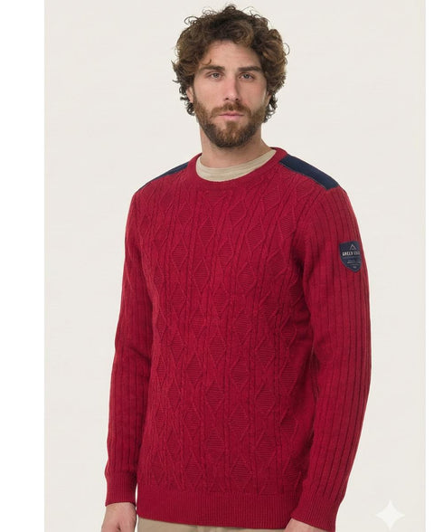 Pull homme GREEN COAST rouge 100% coton Made in Italy