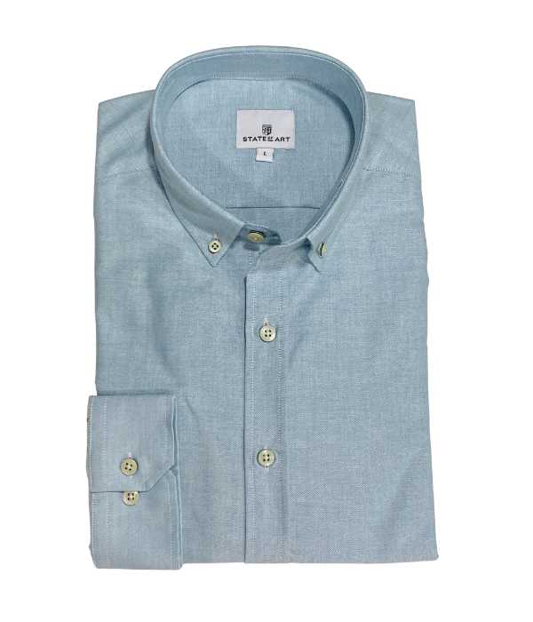 Chemise Oxford aquamarine unie