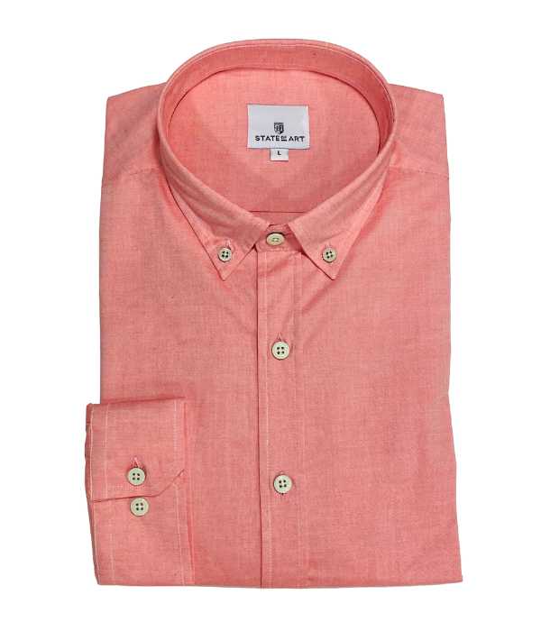 Chemise oxford corail unie