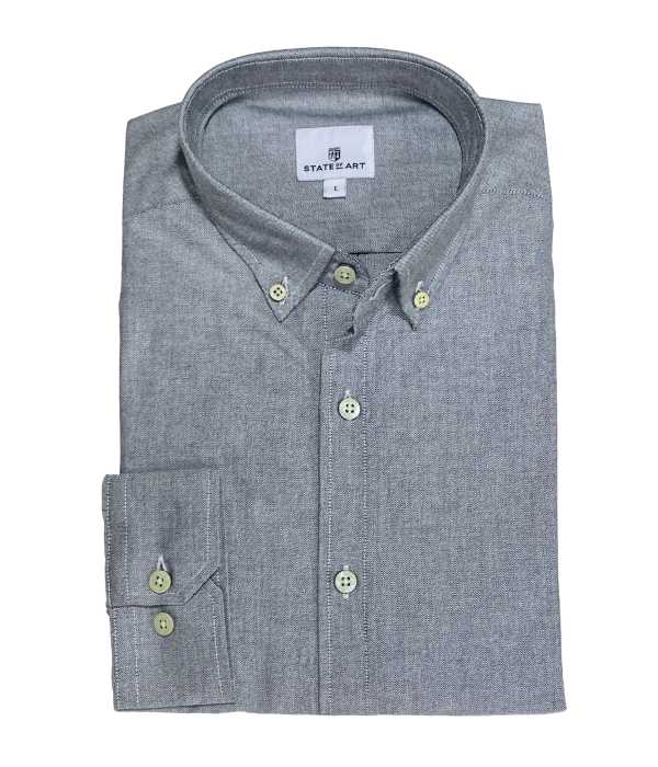 Chemise oxford gris unie