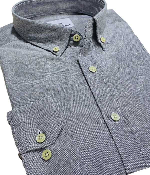 Chemise oxford gris unie