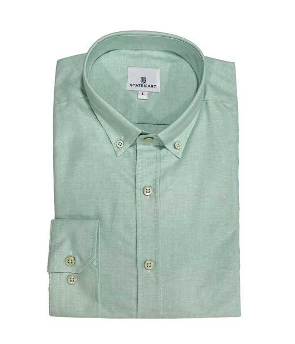 Chemise Oxford vert unie