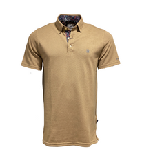 Polo piqué en coton stretch beige foncé