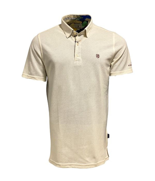 Polo piqué en coton stretch blanc cassé 600