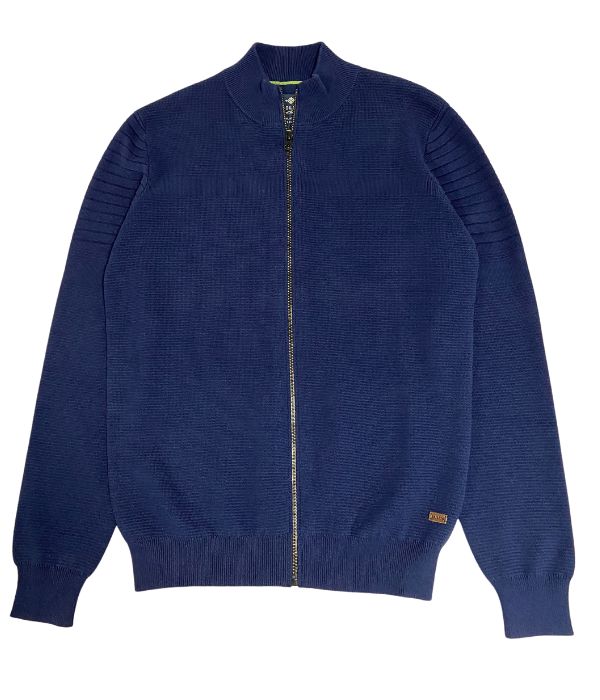 Pull uni avec fermeture éclair en bleu