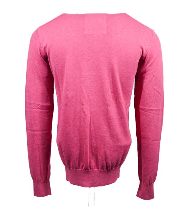 Pull col v de couleur rose uni