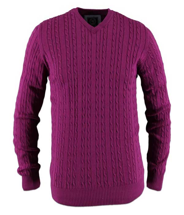 Pull col V de couleur violet