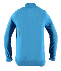 Pull uni avec fermeture zip de couleur bleu clair