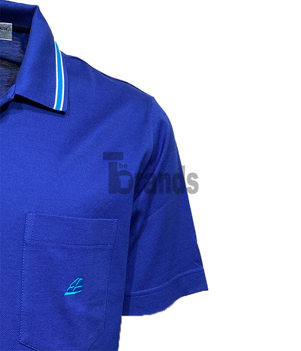 Polo bleu roi classique en fil de coton d’écosse made in Italy