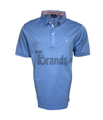 Polo bleu ciel uni manche courte  homme en Fil d’écosse