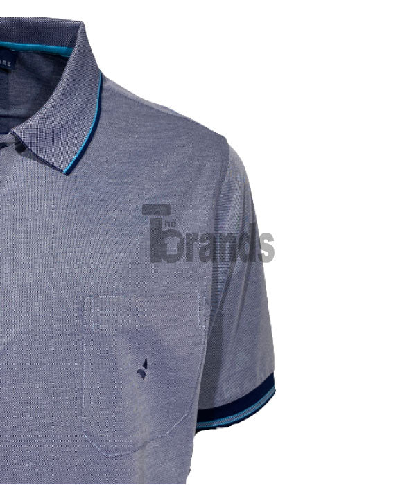 Polo manche courte bleu / gris en Fil d’écosse