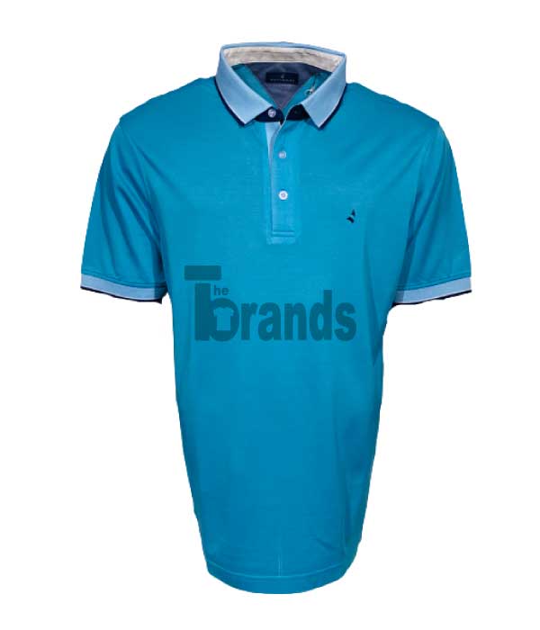 Polo en Fil d’écosse uni en bleu turquoise