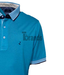 Polo en Fil d’écosse uni en bleu turquoise