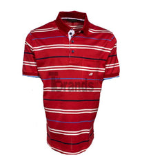 Polo classique rouge rayé en fil de coton d'écosse