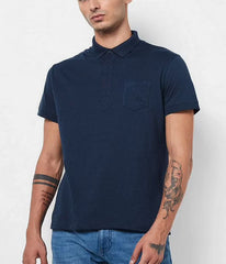 Polo jersey Dyed bleu  slim fit