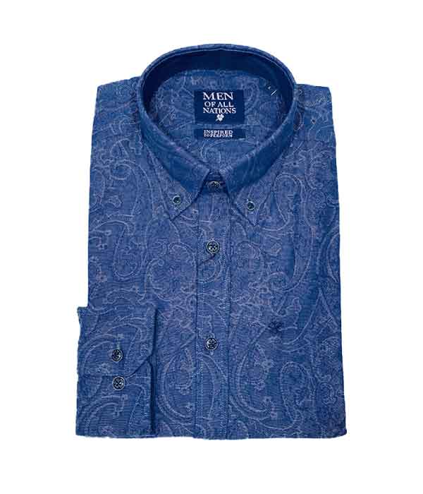 Chemise bleu tissu imprimé