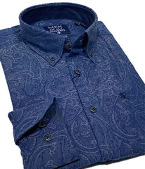 Chemise bleu tissu imprimé