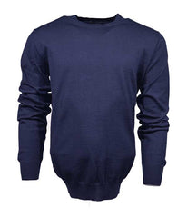 Pull bleu col rond-100% laine vierge